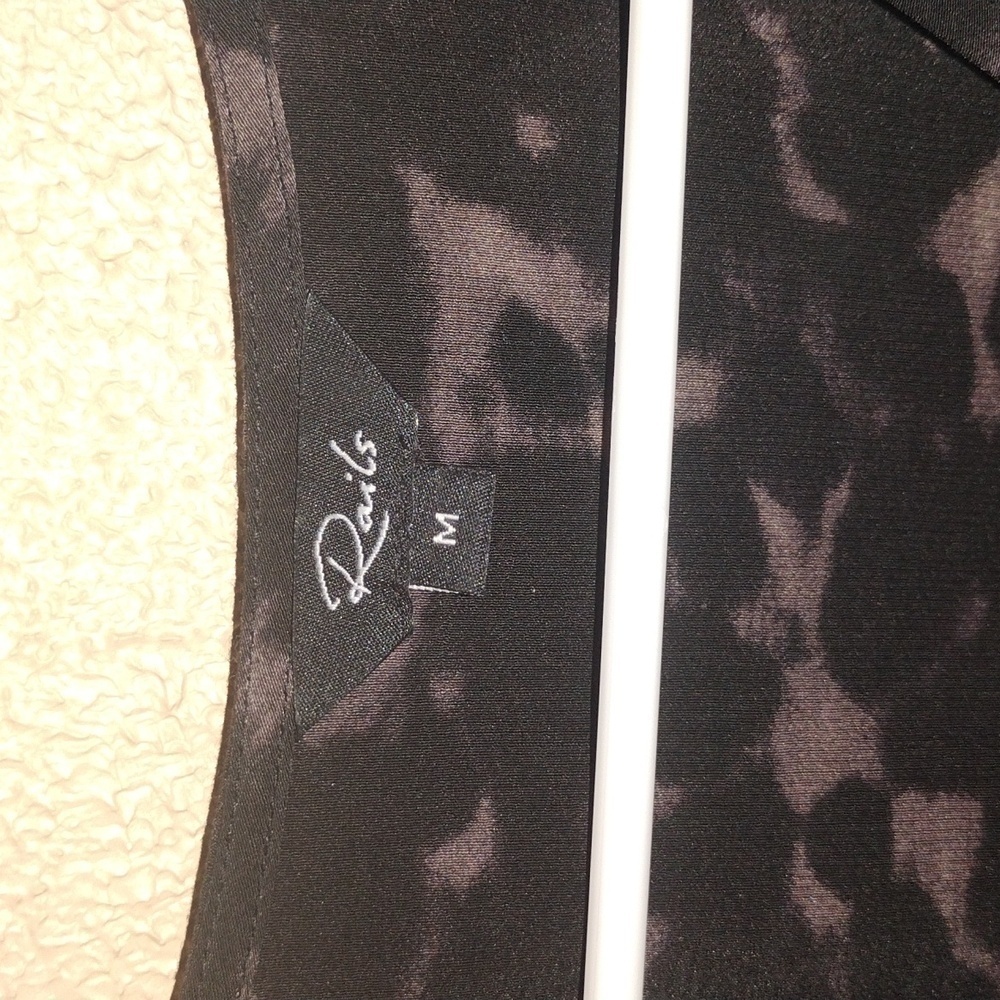 Rails Black and Brown Leopard Print Blouse M - image 4